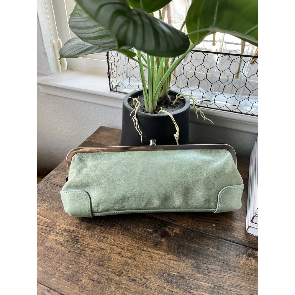 Latico Leather Clutch Light Olive Green Silver Tone Clasp Boho Chic Small
